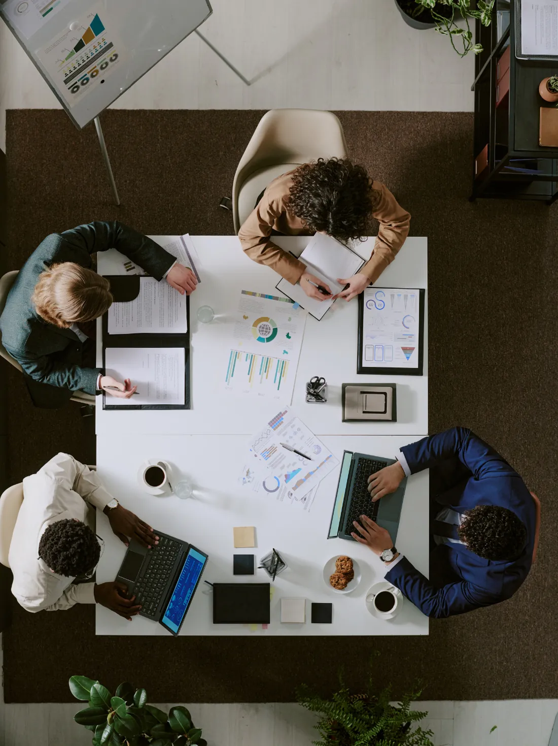 Marketing team planning around a table